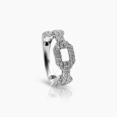 6.75 - DIAMOND CHAIN LINK LADIES RINGS WITH 90=0.56 / 2.9 / 2.75 CARAT DIAMONDS IN 18K WHITE GOLD