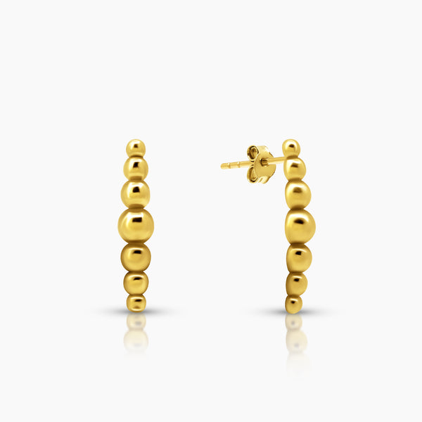 BEADED DROP LADIES STUD EARRINGS IN (SAUDI) 18K YELLOW GOLD