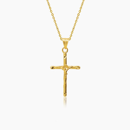 CRUCIFIX NECKLACE AND PENDANT IN (SAUDI) 18K YELLOW GOLD