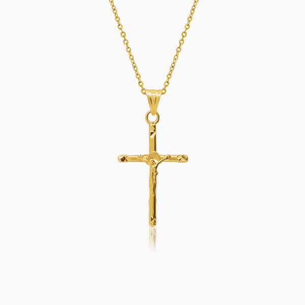 CRUCIFIX NECKLACE AND PENDANT IN (SAUDI) 18K YELLOW GOLD