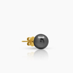 ROUND TAHITIAN SOUTH SEA PEARL LADIES STUD EARRINGS IN 14K YELLOW GOLD