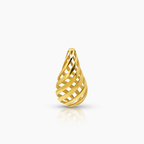 SWIRL TEAR DROP LADIES STUD EARRINGS IN (SAUDI) 18K YELLOW GOLD