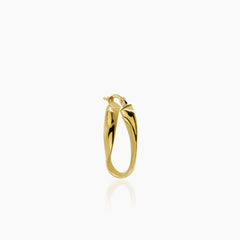 TWISTED OVAL LADIES HOOP EARRINGS IN (SAUDI) 18K YELLOW GOLD