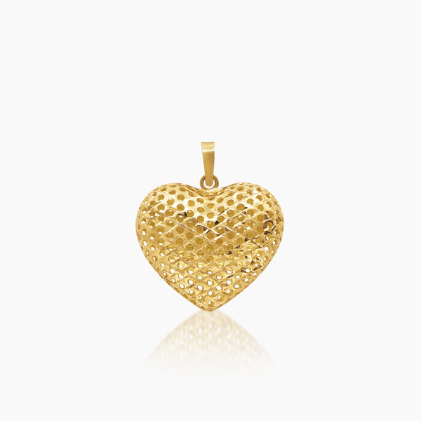 MESH HEART PENDANT ± 21 mm (H) X ± 20 mm (L) IN (SAUDI) 18K YELLOW GOLD