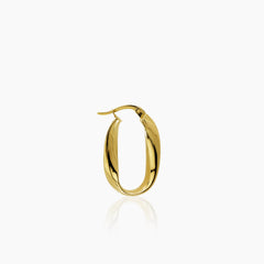 TWISTED OVAL LADIES HOOP EARRINGS IN (SAUDI) 18K YELLOW GOLD
