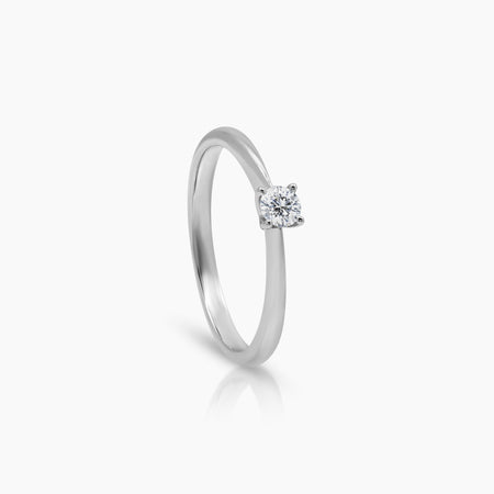 6.5 - DIAMOND ENGAGEMENT RING WITH 1=0.18 / 3.08 CARAT DIAMONDS IN 18K WHITE GOLD