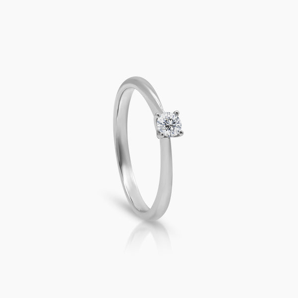 6.5 - DIAMOND ENGAGEMENT RING WITH 1=0.18 / 3.08 CARAT DIAMONDS IN 18K WHITE GOLD