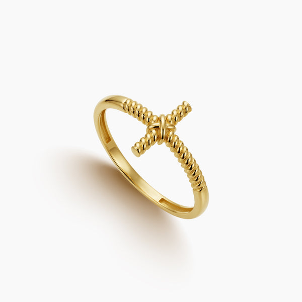 CROSS ROPE RING IN (ITALIAN) 18K YELLOW GOLD