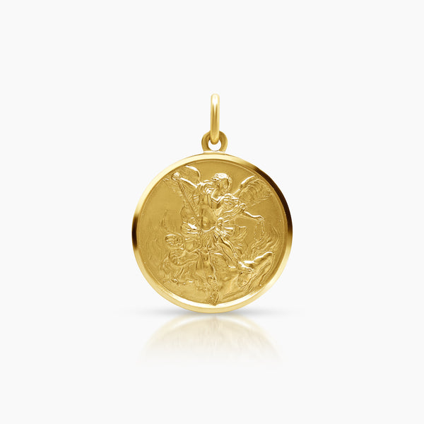 SAINT MICHAEL MEDAL (22 MM) IN (ITALIAN) 18K YELLOW GOLD