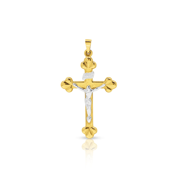 TWO TONE CRUCIFIX PENDANT (40 MM)  IN 18K YELLOW GOLD