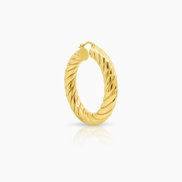 TWISTED ROPE LADIES HOOP EARRINGS IN (SAUDI) 18K YELLOW GOLD