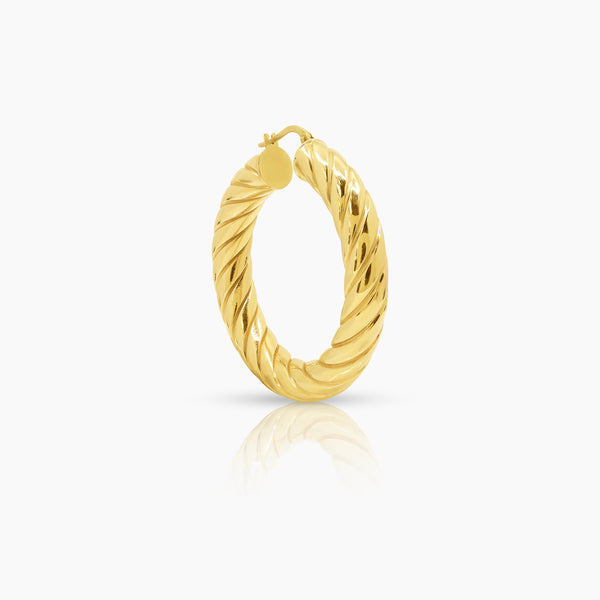 TWISTED ROPE LADIES HOOP EARRINGS IN (SAUDI) 18K YELLOW GOLD