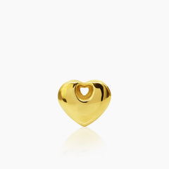 PUFFY HEART LADIES STUD EARRINGS IN (SAUDI) 18K YELLOW GOLD