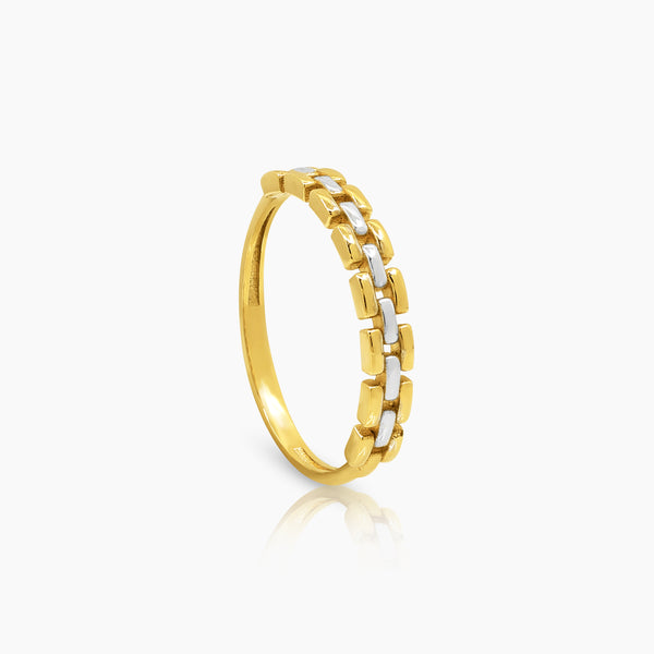 6 1/2" TWO TONE CHAIN LADIES RING IN (ITALIAN) 18K YELLOW AND WHITE GOLD