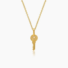 FLAT KEY LADIES NECKLACE AND PENDANT IN (ITALIAN) 14K YELLOW GOLD