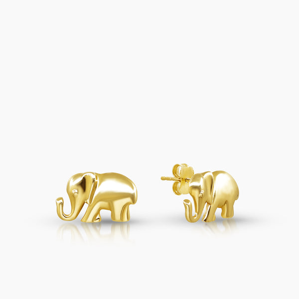 ELEPHANT LADIES STUD EARRINGS IN (ITALIAN) 14K YELLOW GOLD