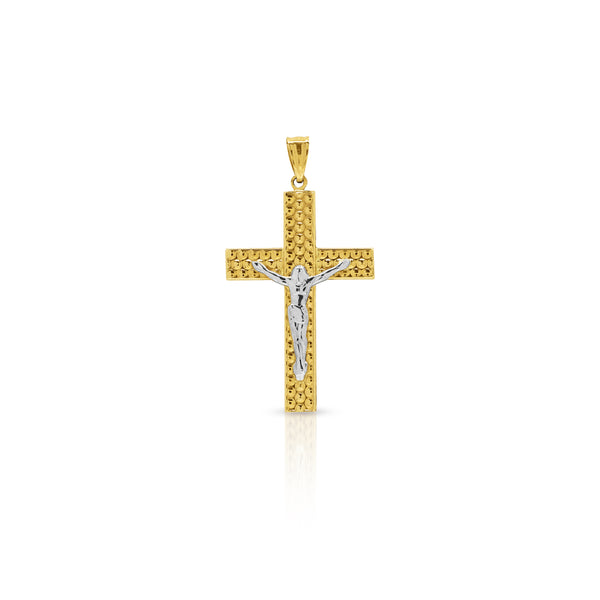 TWO TONE CRUCIFIX PENDANT (35 MM)  IN 18K YELLOW GOLD