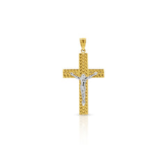 TWO TONE CRUCIFIX PENDANT (35 MM)  IN 18K YELLOW GOLD