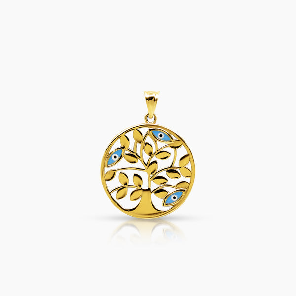 FLAT TREE WITH EYES PENDANT (19 MM) IN (SAUDI) 18K YELLOW GOLD