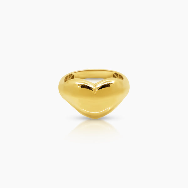 7" EMBOSSED HEART LADIES RING IN (SAUDI) 18K YELLOW GOLD