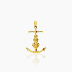 ANCHOR WITH TRIPLE HEARTS PENDANT IN (SAUDI) 18K YELLOW GOLD