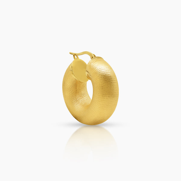 GOLD MESH LADIES HOOP EARRINGS IN (SAUDI) 18K YELLOW GOLD