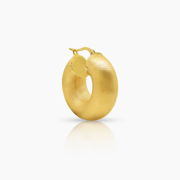 GOLD MESH LADIES HOOP EARRINGS IN (SAUDI) 18K YELLOW GOLD