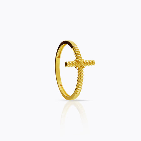 CROSS ROPE RING IN (ITALIAN) 18K YELLOW GOLD