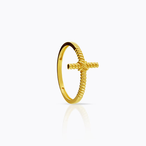 CROSS ROPE RING IN (ITALIAN) 18K YELLOW GOLD