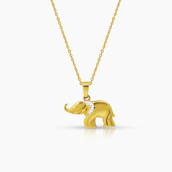 TWO TONE ELEPHANT LADIES NECKLACE AND PENDANT IN (SAUDI) 18K YELLOW AND WHITE GOLD