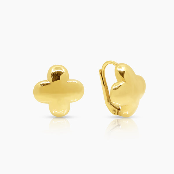 CLOVER LADIES HOOP EARRINGS IN (SAUDI) 18K YELLOW GOLD
