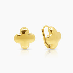 CLOVER LADIES HOOP EARRINGS IN (SAUDI) 18K YELLOW GOLD