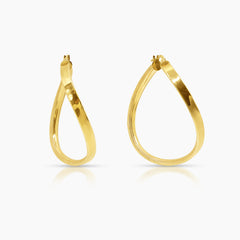 TWISTED LADIES HOOP EARRINGS IN (SAUDI) 18K YELLOW GOLD