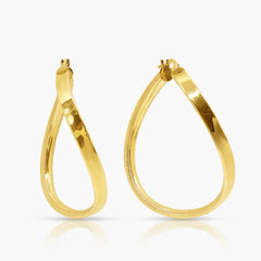 TWISTED LADIES HOOP EARRINGS IN (SAUDI) 18K YELLOW GOLD