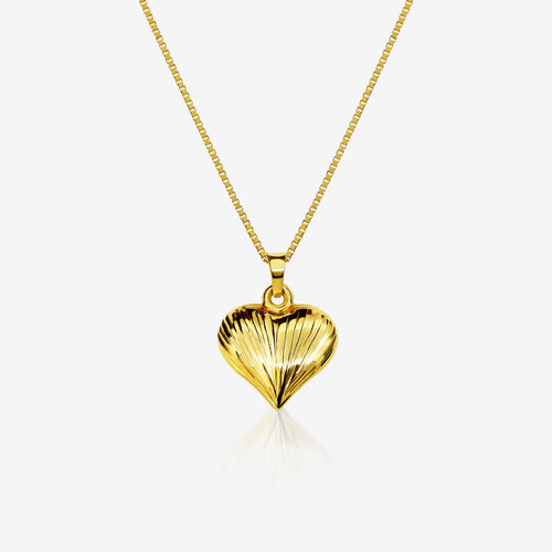 DIAMOND-CUT HEART PENDANT AND NECKLACE IN (SAUDI)18K YELLOW GOLD
