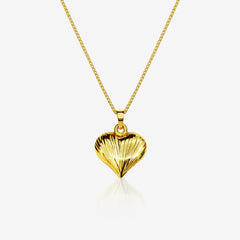 DIAMOND-CUT HEART PENDANT AND NECKLACE IN (SAUDI)18K YELLOW GOLD