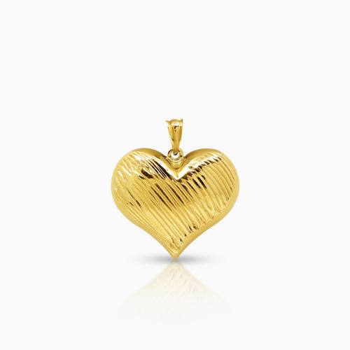 TEXTURED EMBOSSED HEART PENDANT (18 MM) IN (SAUDI) 18K YELLOW GOLD