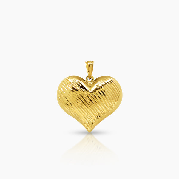 TEXTURED EMBOSSED HEART PENDANT (18 MM) IN (SAUDI) 18K YELLOW GOLD