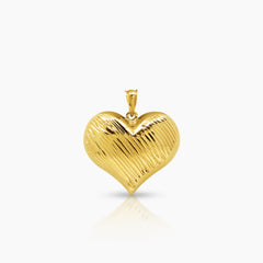 TEXTURED EMBOSSED HEART PENDANT (18 MM) IN (SAUDI) 18K YELLOW GOLD