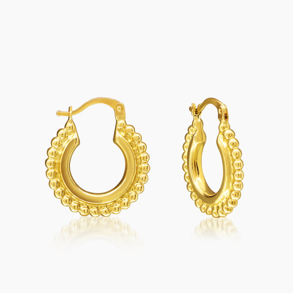 BOBBLE LADIES HOOP EARRINGS IN (SAUDI) 18K YELLOW GOLD