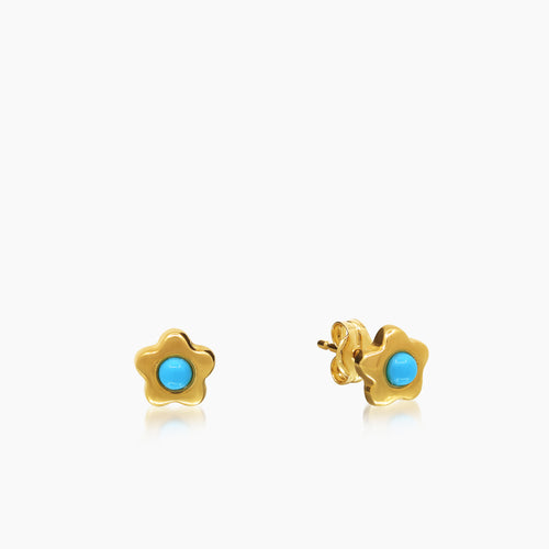 FLOWER LADIES STUD EARRINGS IN (SPANISH) 18K YELLOW GOLD