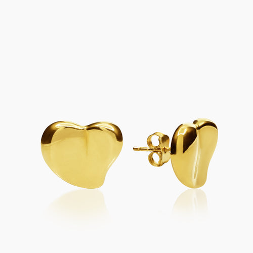 FULL MELTED HEART LADIES STUD EARRINGS IN (SAUDI) 18K YELLOW GOLD