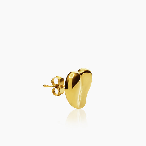 FULL MELTED HEART LADIES STUD EARRINGS IN (SAUDI) 18K YELLOW GOLD
