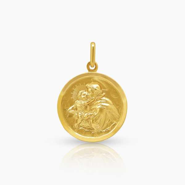 SAINT ANTHONY DE PADUA MEDAL (25 MM) IN 18K YELLOW GOLD