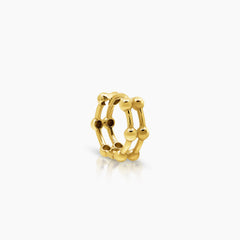 ROUND BEADED LADIES HOOP EARRINGS IN (SAUDI) 18K YELLOW GOLD
