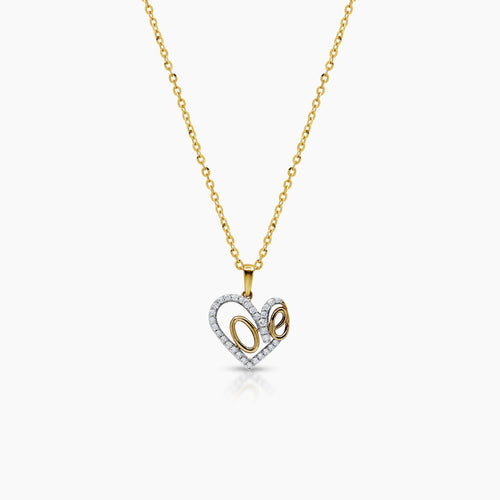 DIAMOND LOVE LADIES NECKLACE AND PENDANT WITH 30=0.19 / 2.20  CARAT DIAMONDS IN 14K YELLOW AND WHITE GOLD