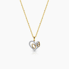 DIAMOND LOVE LADIES NECKLACE AND PENDANT WITH 30=0.19 / 2.20  CARAT DIAMONDS IN 14K YELLOW AND WHITE GOLD