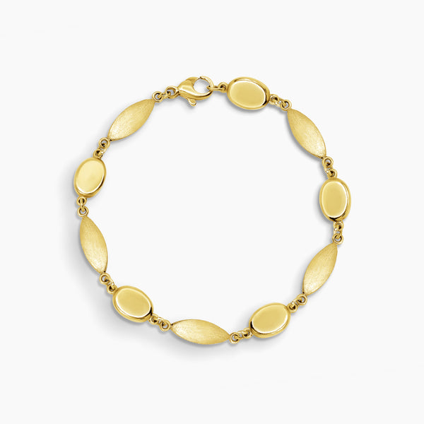 PEBBLE BARB LINK CHAIN BRACELET IN (SAUDI) 18K YELLOW AND WHITE GOLD