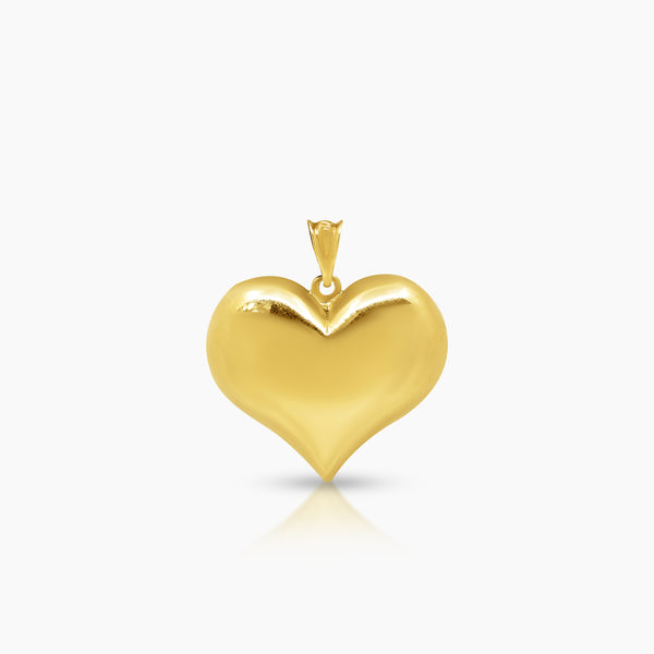 TEXTURED EMBOSSED HEART PENDANT (18 MM) IN (SAUDI) 18K YELLOW GOLD