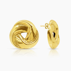 SPIRAL KNOT LADIES STUD EARRINGS IN (SAUDI) 18K YELLOW GOLD
